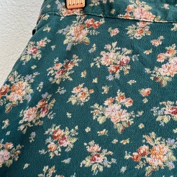 American Eagle AEO Green Floral Wrap Skirt Side Tie Women's Medium M Cottage EUC - Picture 8 of 11